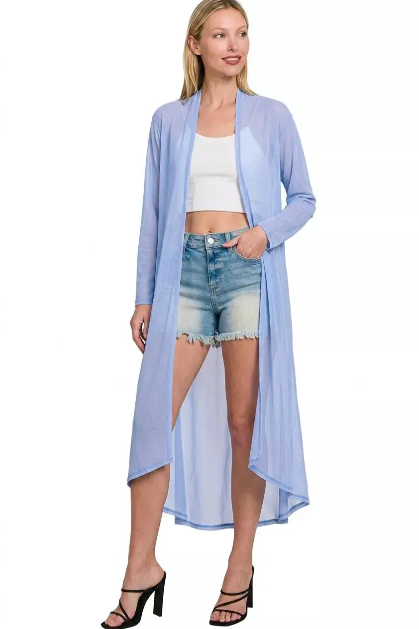 Lightweight Mesh Open Front Cardigan