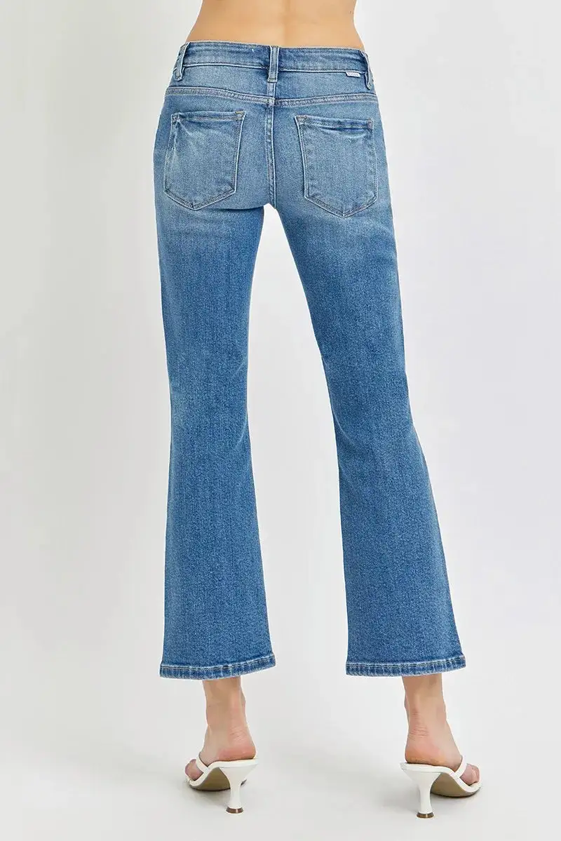 Full Size Low Rise Crop Flare Jeans Plus Size