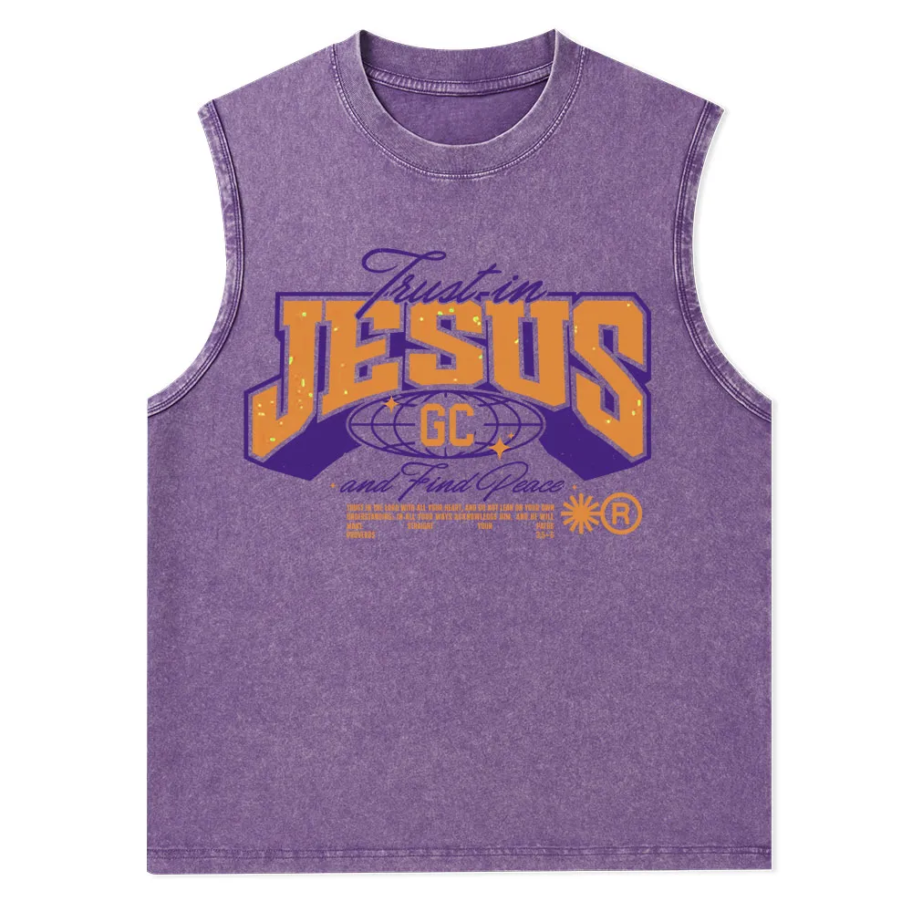 Trust in Jesus Christian Washed Tank Top