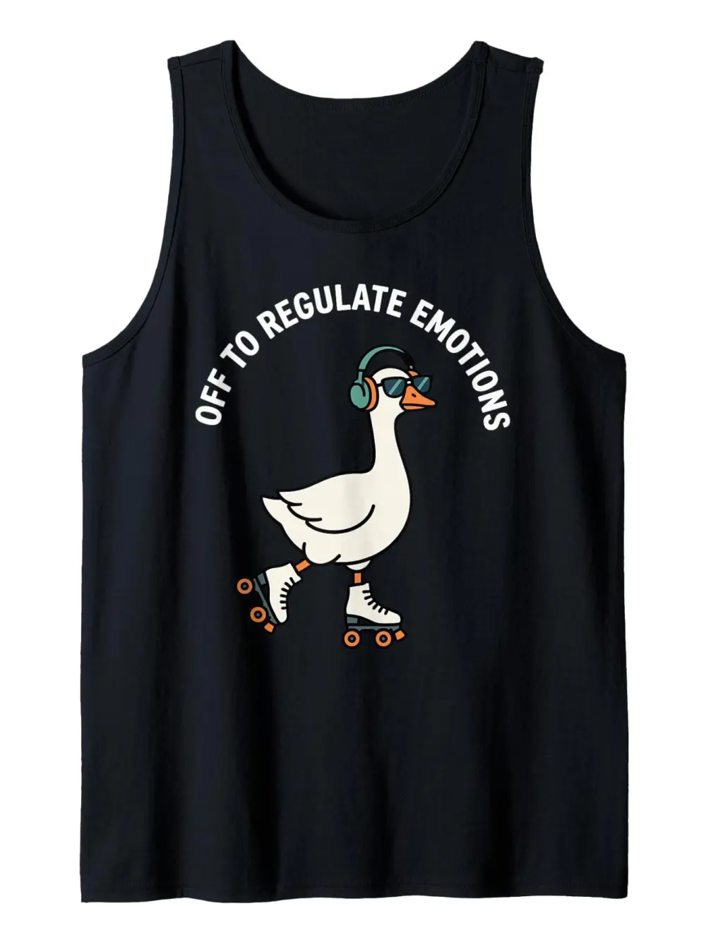 Cute Goose Roller Skating Print Tank Top