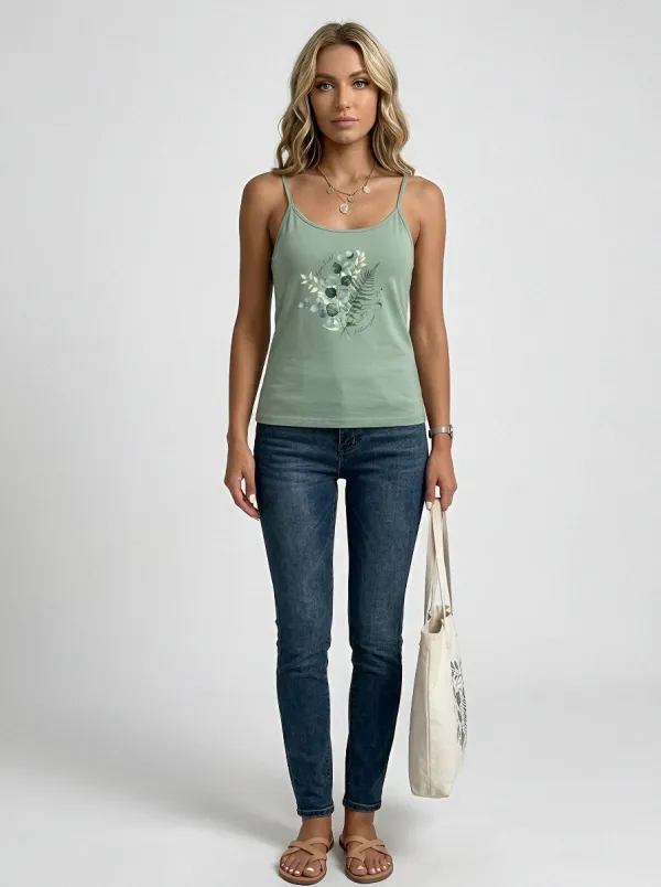 Women's Botanical Nature Lover Grow Wild Fern Printed Tank Top