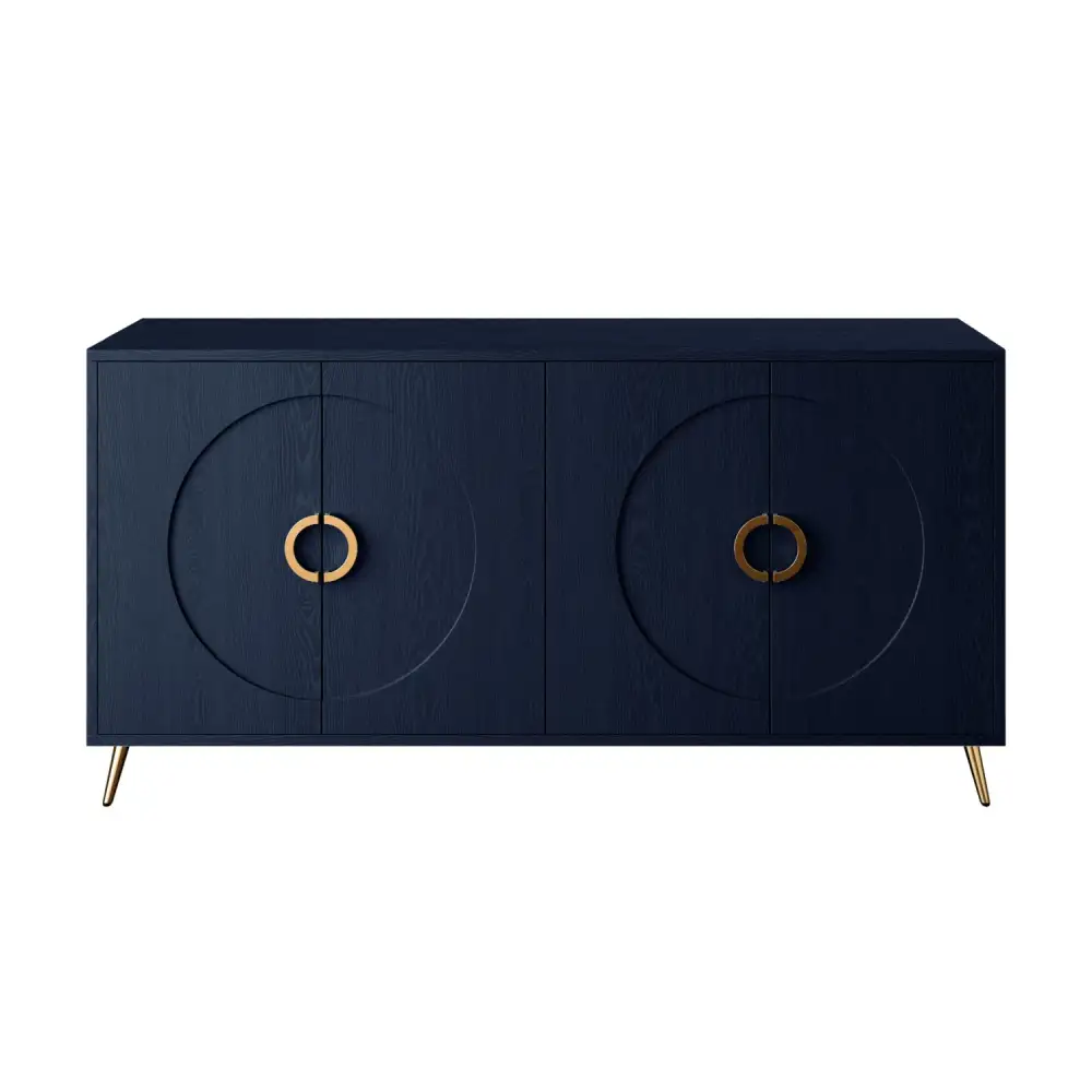 Navy Lacquered Wooden Sideboard Cabinet