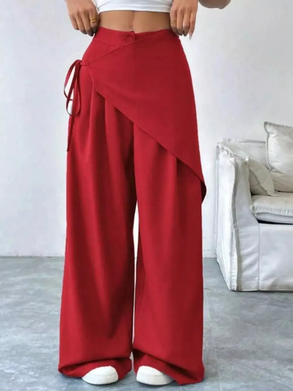 Pocketed Wide Leg Trousers
