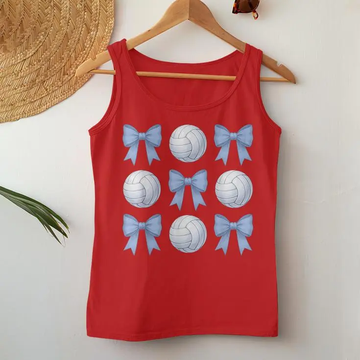 Volleyball Blue Bow Cute Women Tank Top