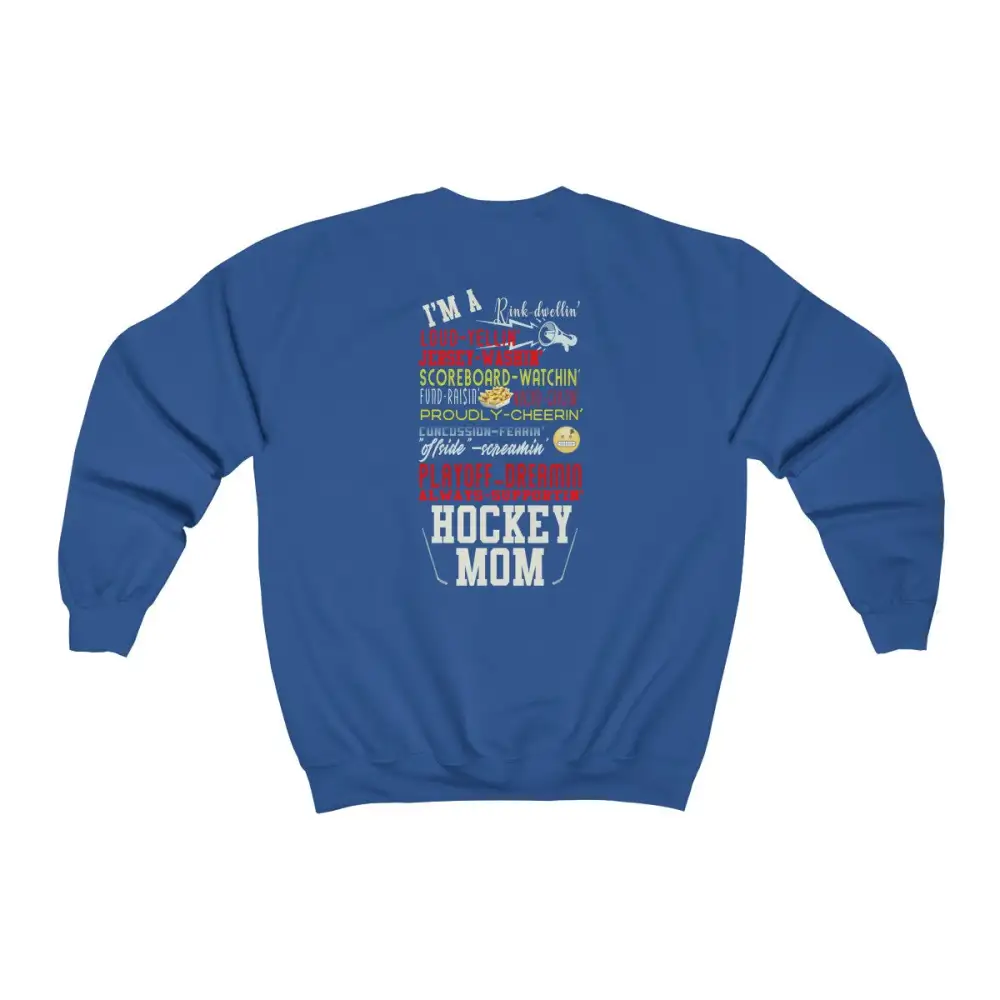 Mom Support Back Print Hockey Graphic Crewneck Sweatshirt