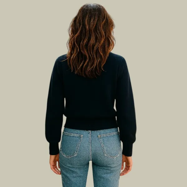 Cross Button V Neck Merino and Wool Sweater