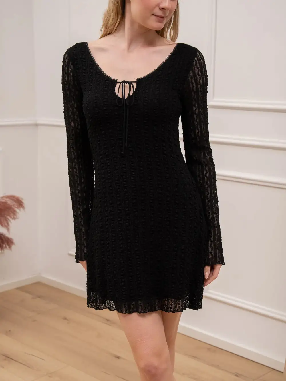 Lattice Mini Lace Dress