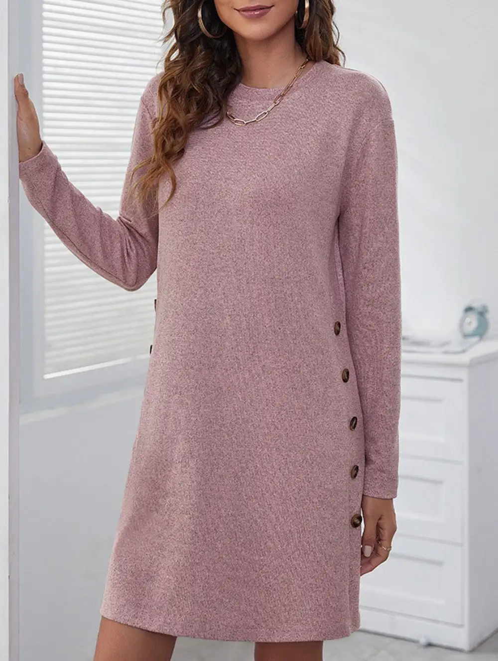 Loose Round Neck Mini Dress