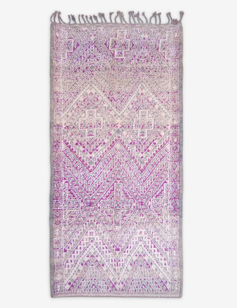 Striking Vintage Inspired Moroccan Inspired Hand Knotted Wool Area Rug