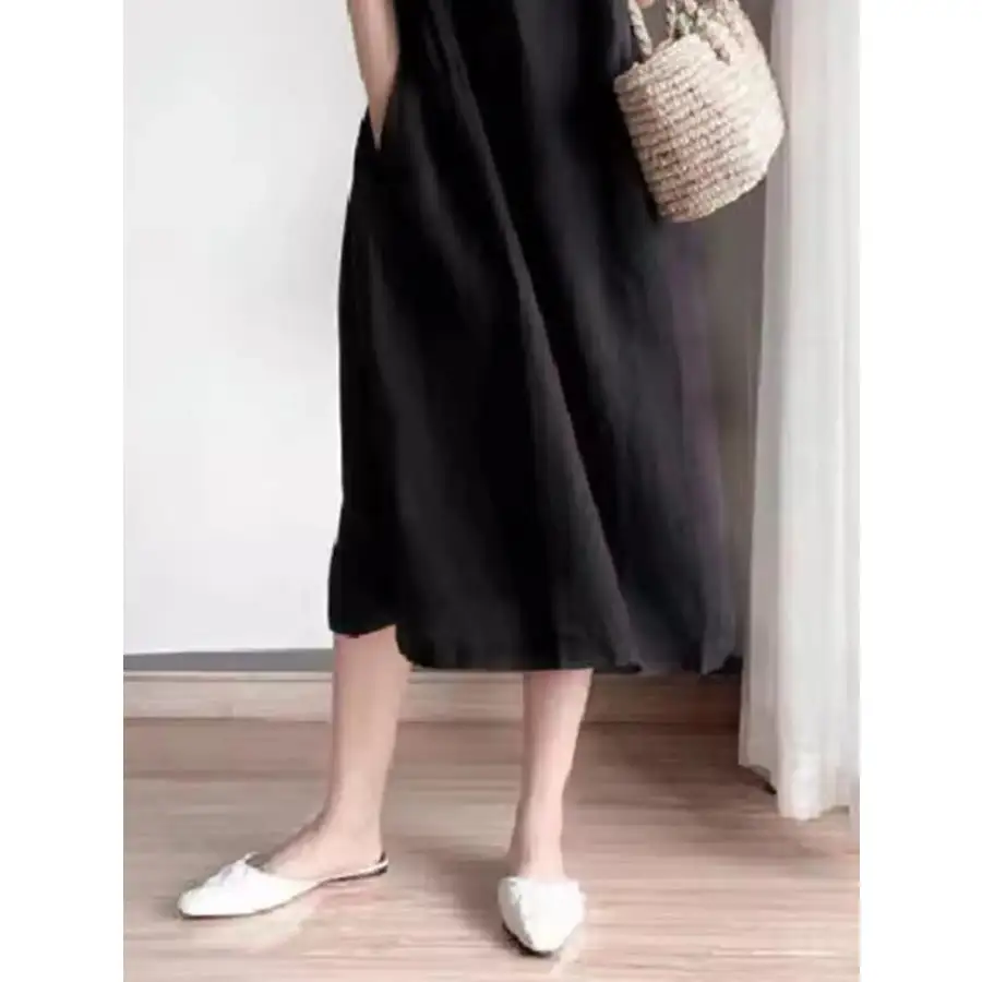 Full Size Casual Round Neck Midi Dress Plus Size