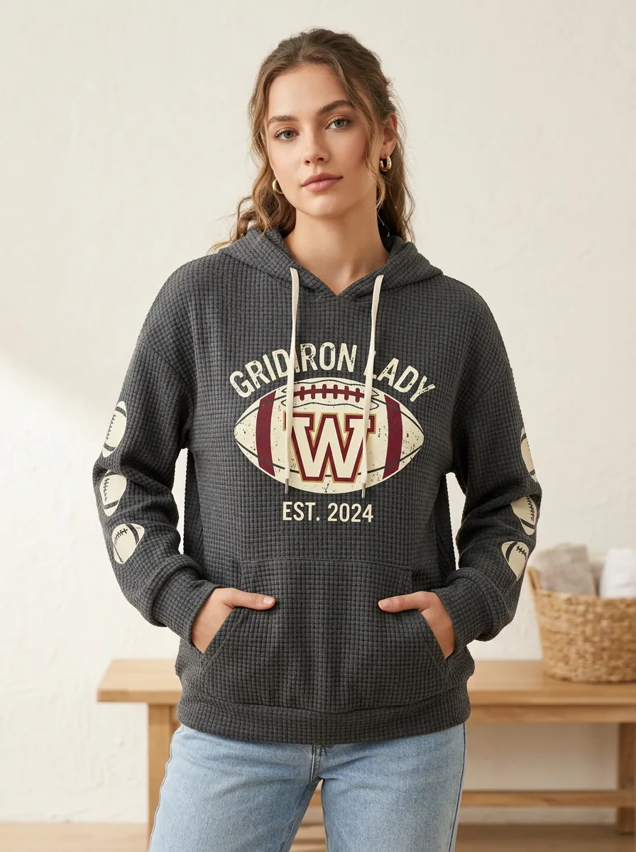 Women's Retro Inspired Gridiron Ball Graphic Hoodie