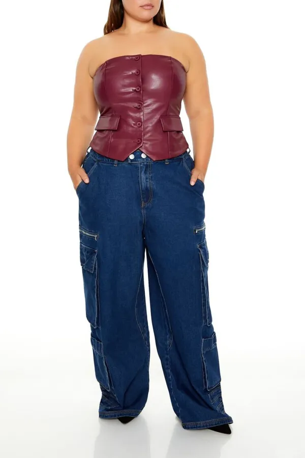 Faux Leather Tube Top