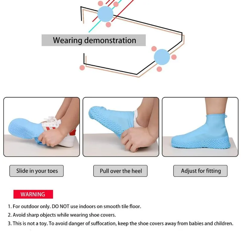 Waterproof Rain/Snow Over Shoe Cover for Daily Wear Shoes for Men & Women | Anti skid Silicon Waterproof Boot Cover Shoe Protector- 1 Pair