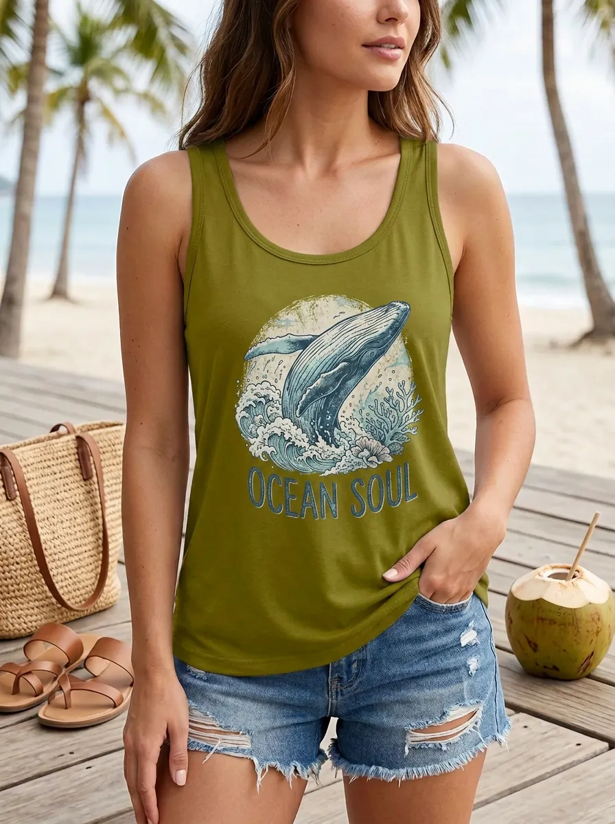 Ocean Lover Whale Ocean Soul Ribbed Tank Top