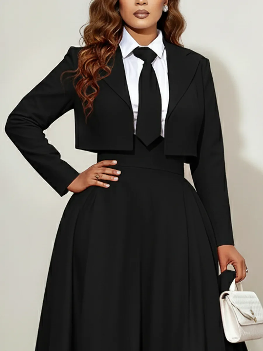 Long Sleeve Solid Color Notched Collar Blazer