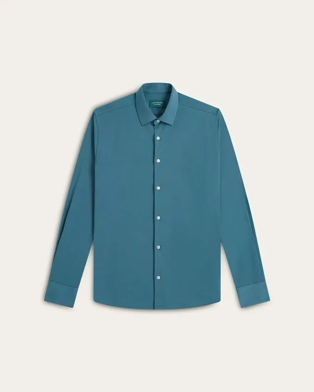 Knit Non-Iron Shirt Teal Blue