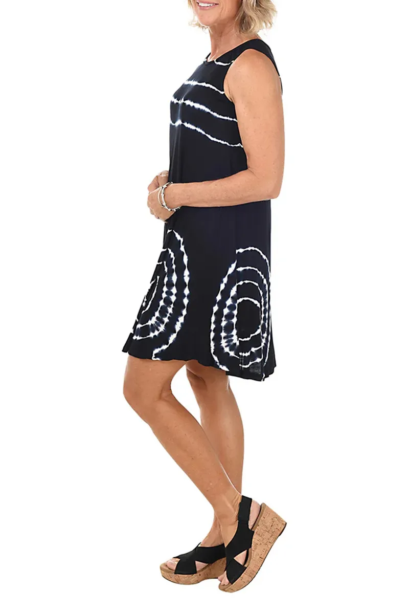 Black Tie-Dye Sleeveless Dress