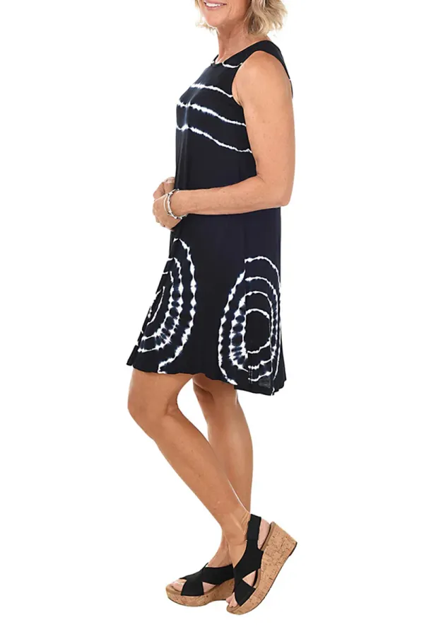 Black Tie-Dye Sleeveless Dress