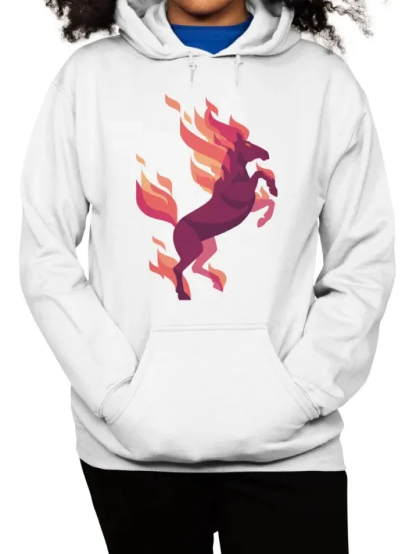 Geometric Fire Horse Casual Hoodie