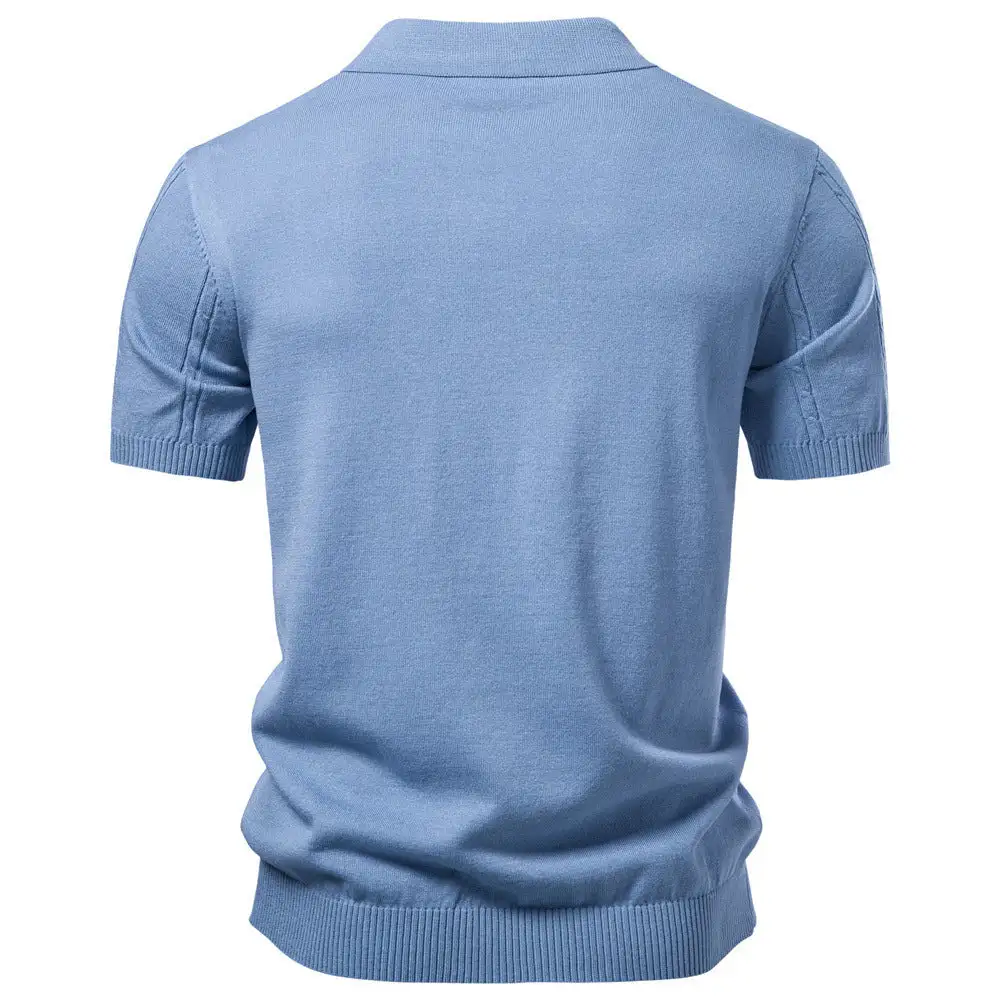 Timeless Ribbed Short Sleeve Fine Knit Polo Shirt