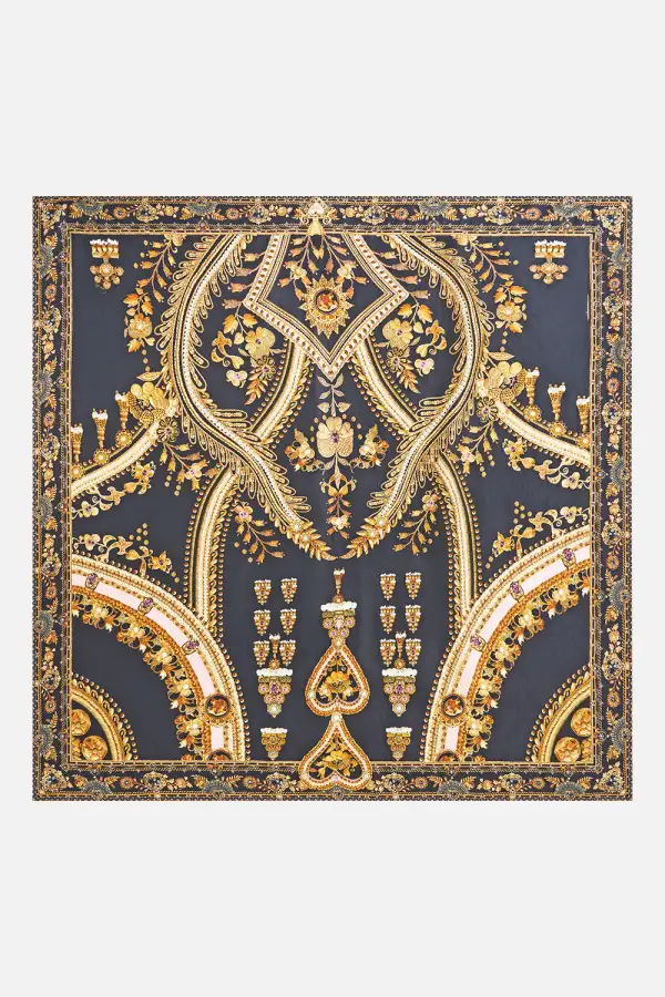 Longline Large Crystalled Embellished Silk Square Scarf