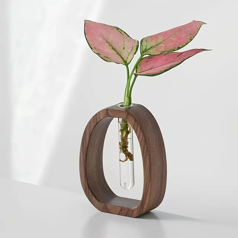 Minimalist Wood & Glass Vase