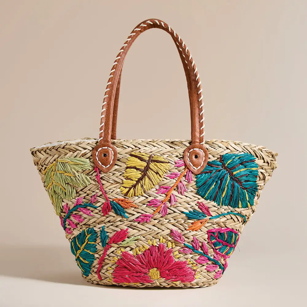 Everyday Leather Straw Tote Bag