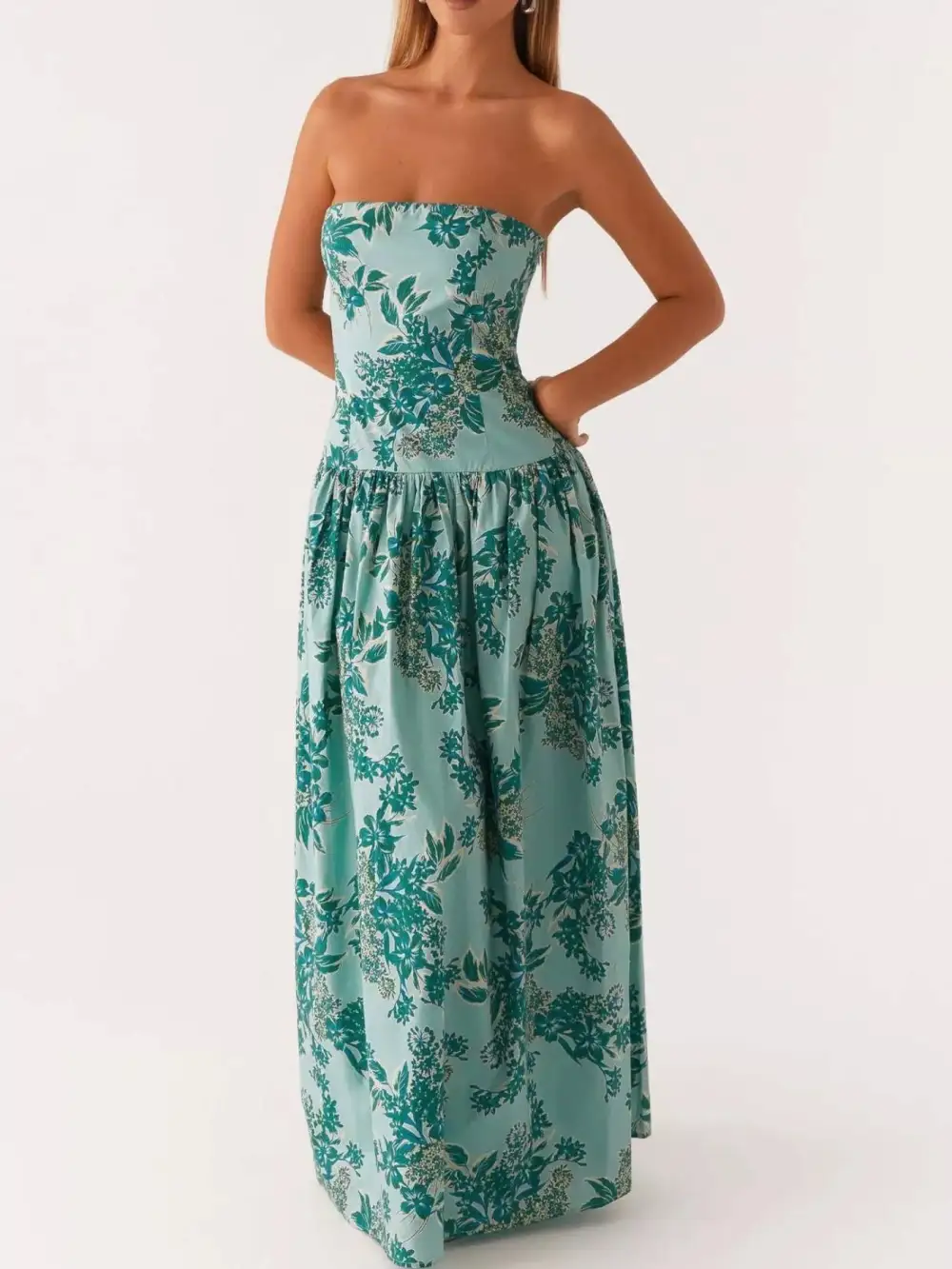 Ruched Printed Maxi Dress