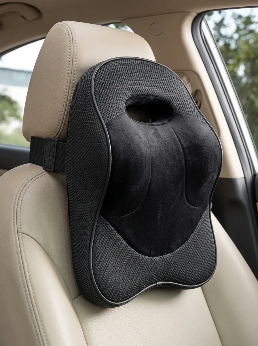 Refined Mesh Ergonomic-Look Car Neck Support Pillow