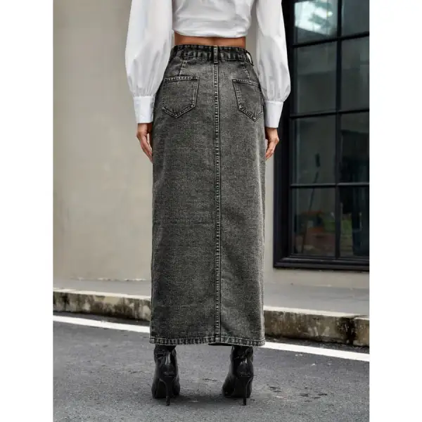 Button Up High Rise Denim Skirt