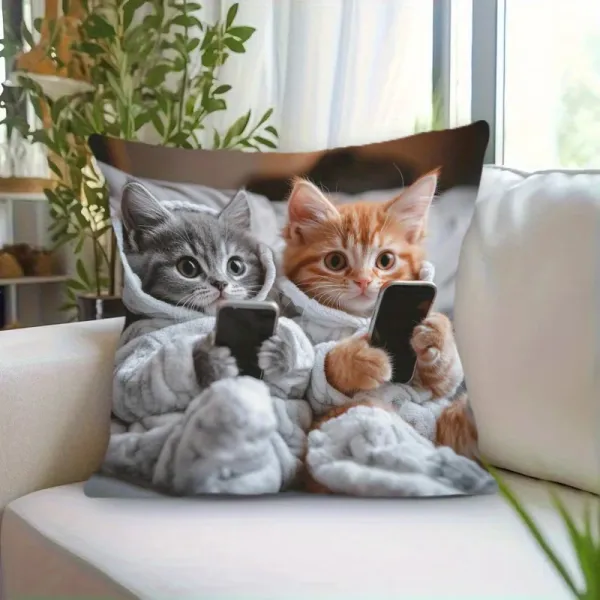 Cute Kitten Print Throw Pillow