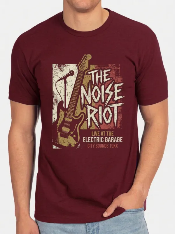 Men's Rock Band Electric Guitar Microphone Printed T-shirt