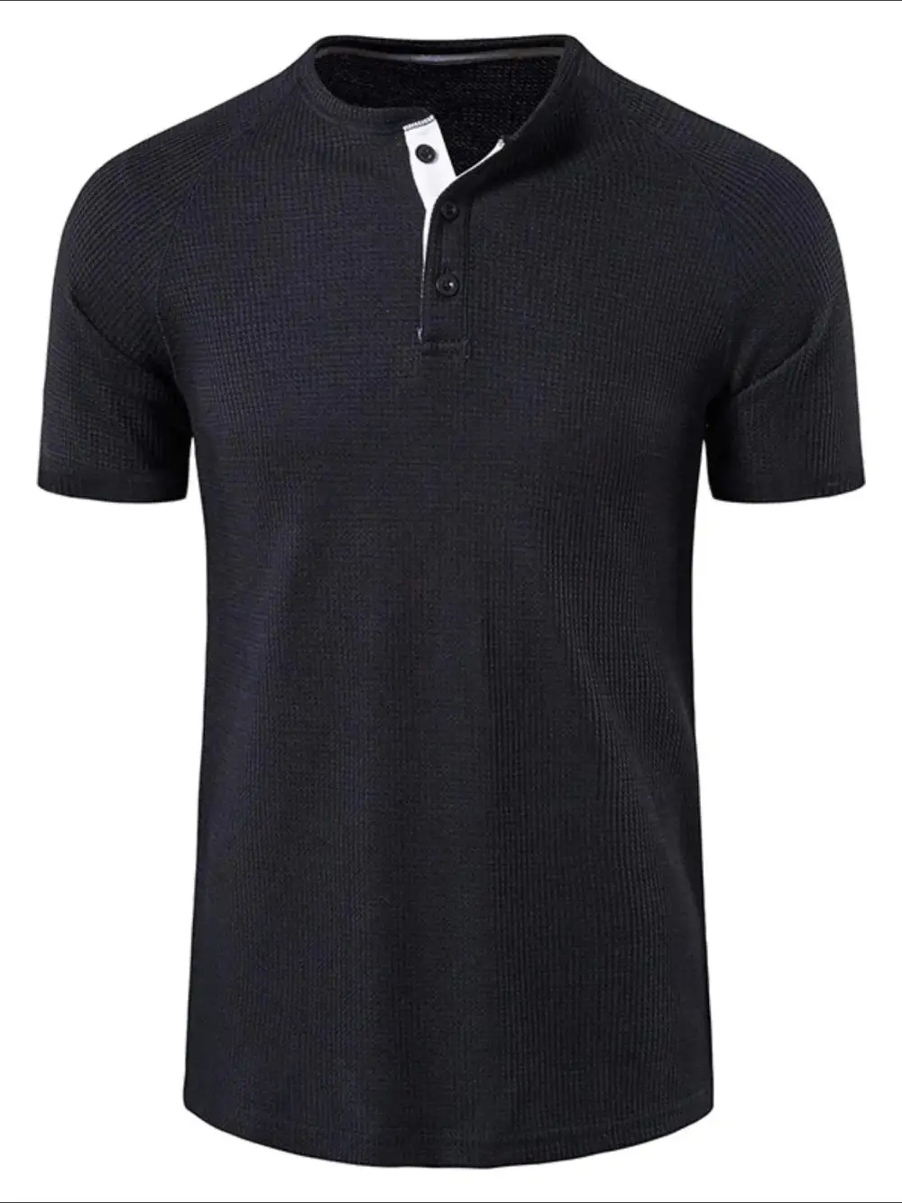 Relaxed Waffle Knit Henley Tee