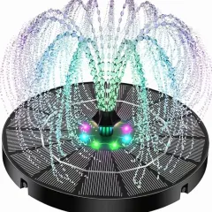 Solar-Powered Colorful Water Fountain