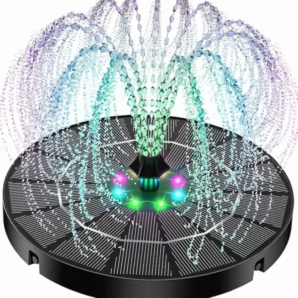 Solar-Powered Colorful Water Fountain
