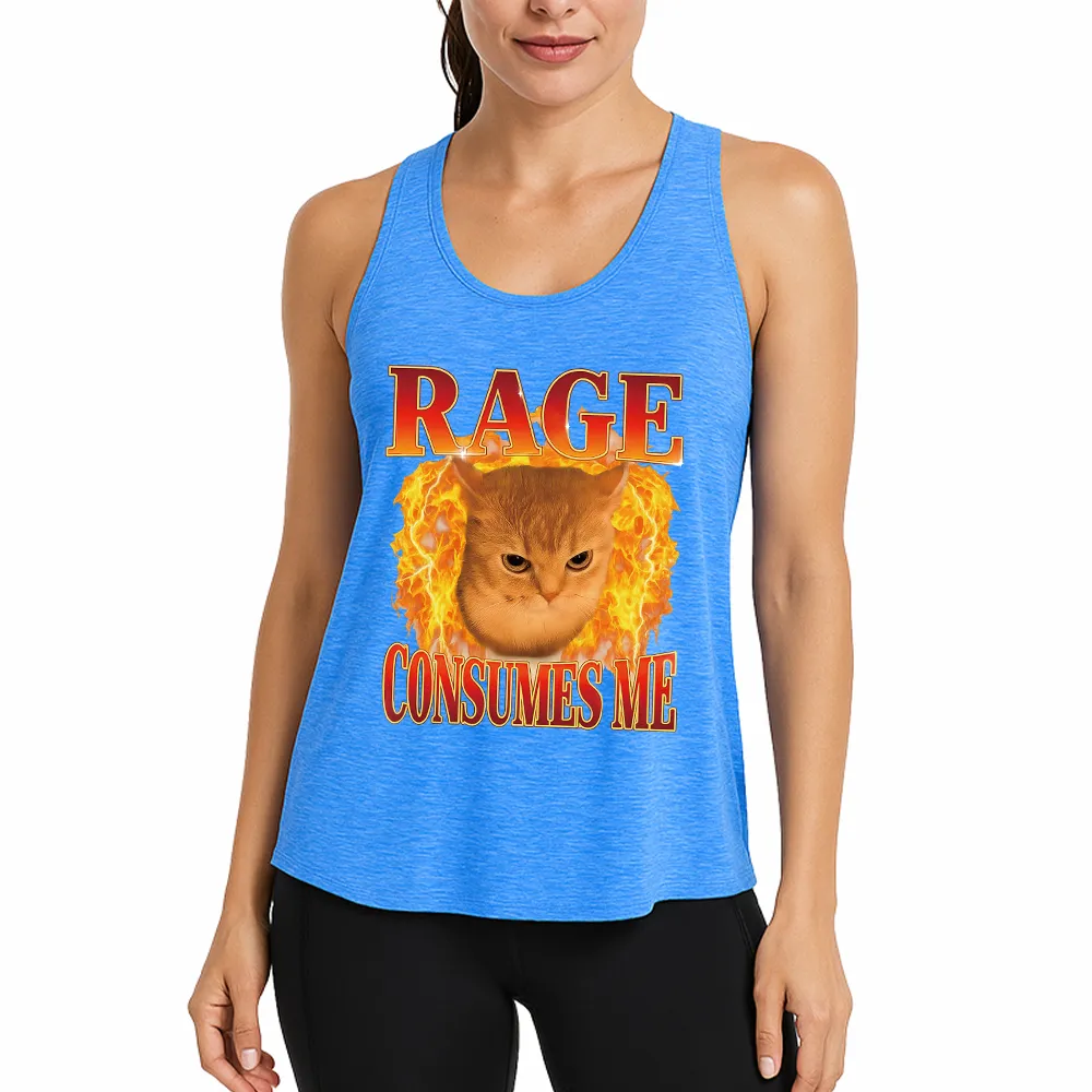Rage Consumes Me Edgy Funny Cat Meme Athletic Tank