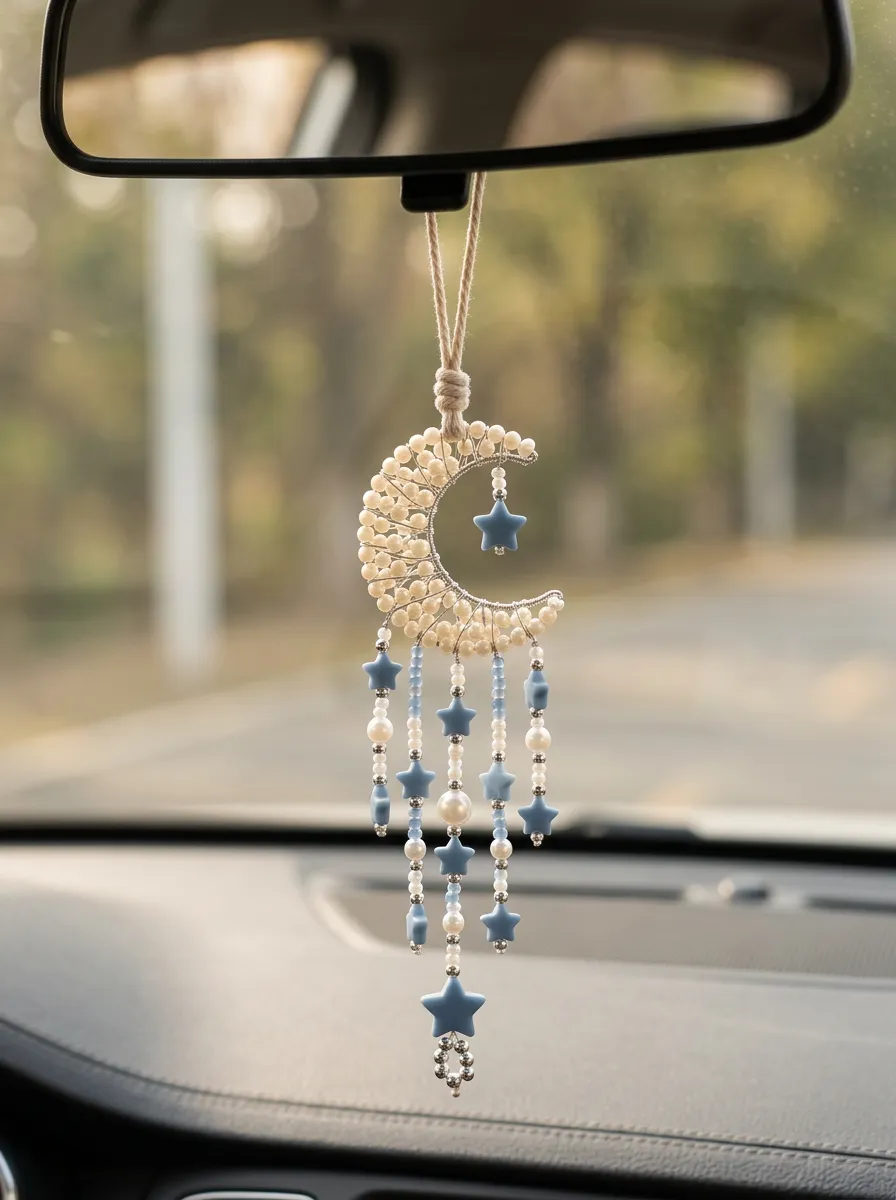 Beaded Rearview Mirror Hanging Ornament