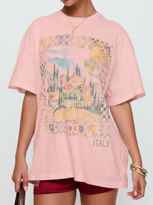 Women's Italy Travel Lover Mediterranean Landscape Printed T-shirt
