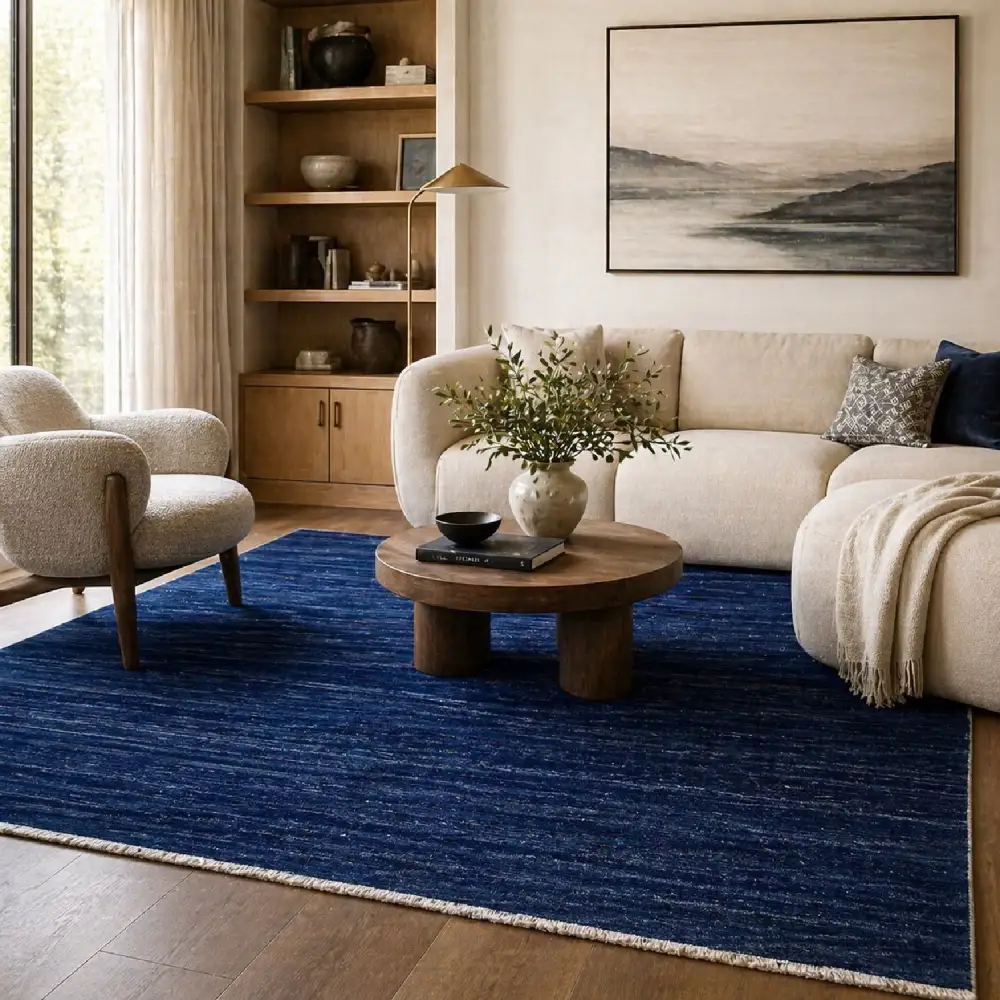 Hand-Knotted Wool Fringed Carpet
