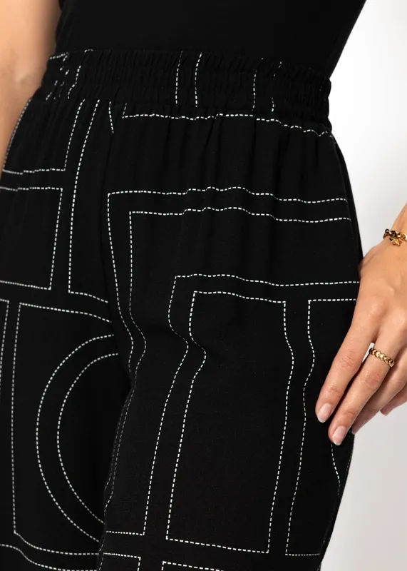 Black Print Everyday Pants