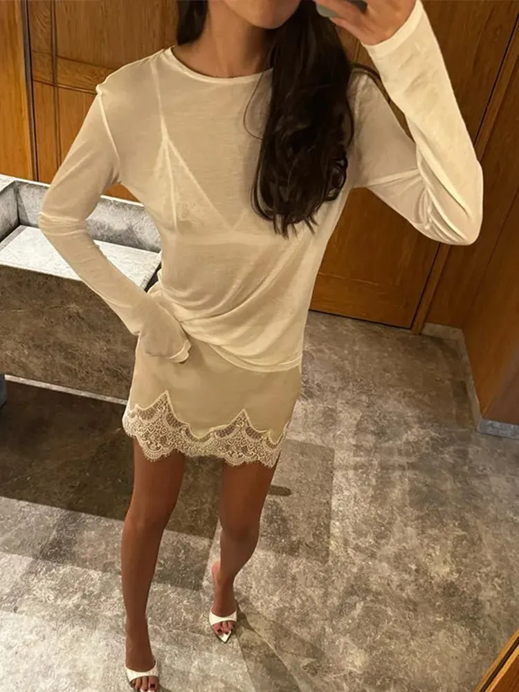Flowy Lace Satin High Waist Set