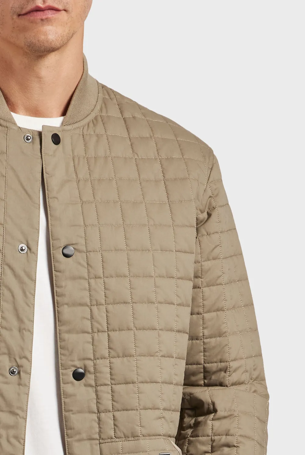 Diamond Quilted Stand Collar Casual Jacket