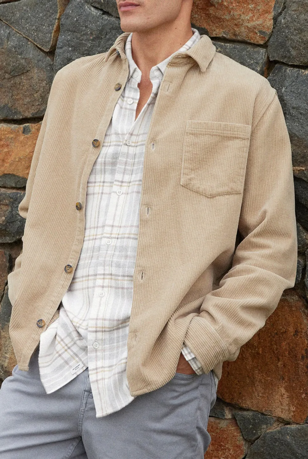 Textured Corduroy Casual Overshirt