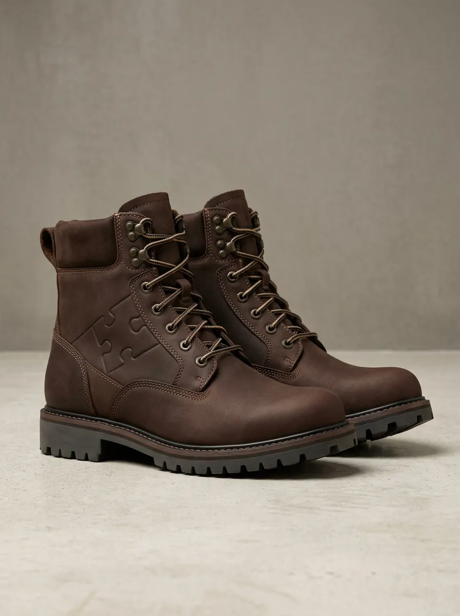 Unisex Autism Awareness Puzzle Piece Embossed Print Work Boots