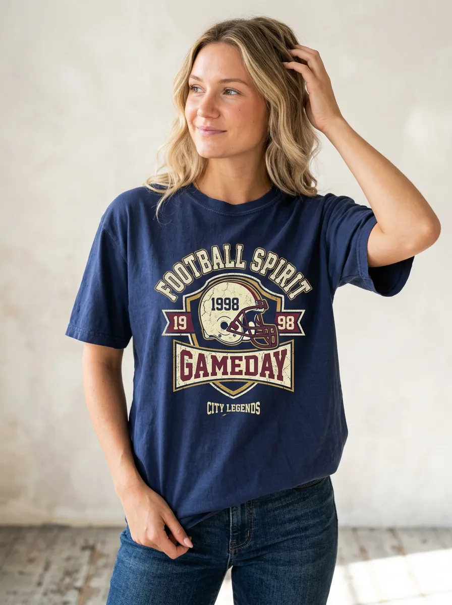 Women's Everyday Helmet Football Ball Crew Neck Graphic T-Shirt