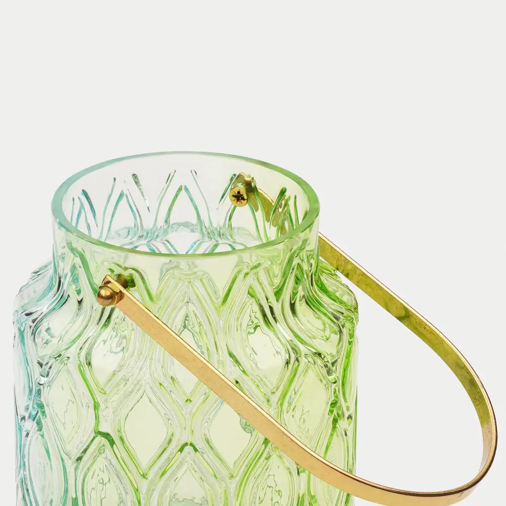 Green Blue Ombre Textured Glass Lantern