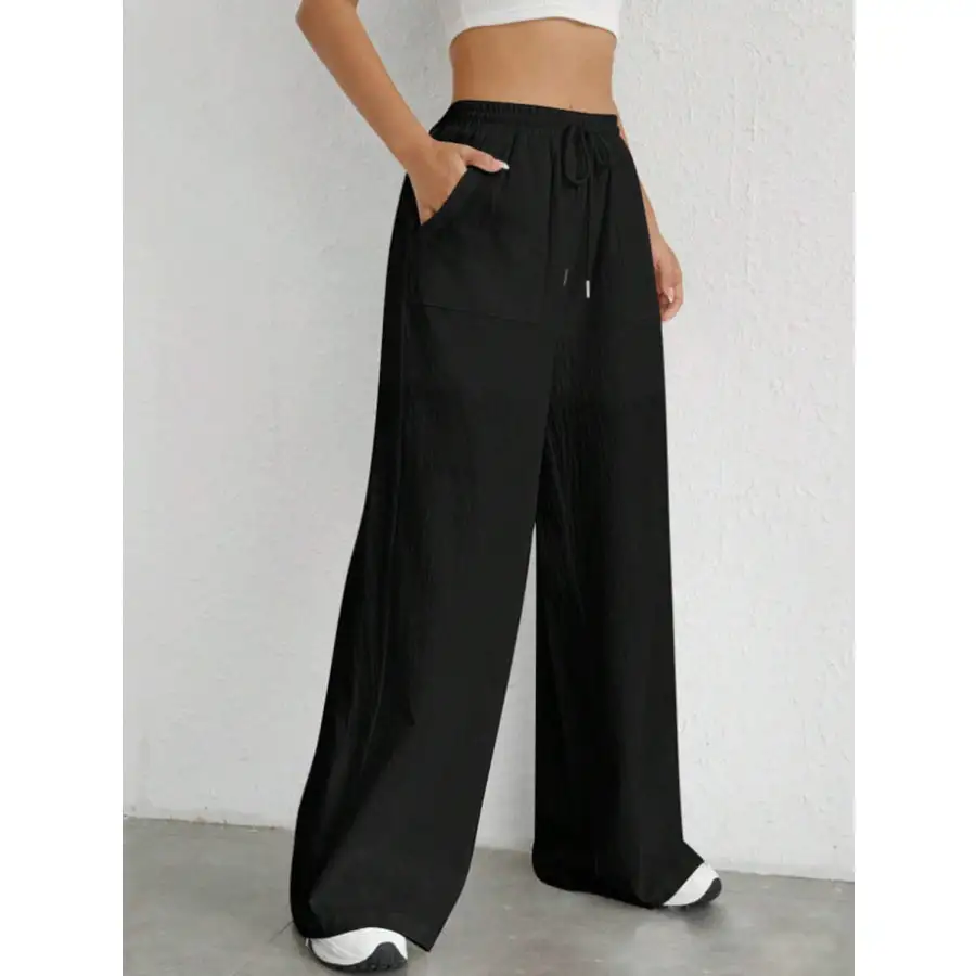 Relaxed Drawstring Wide Leg Pants