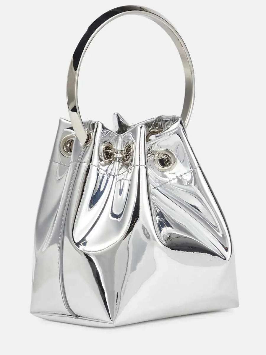 Evanna Metallic Round Handles Bucket Bag
