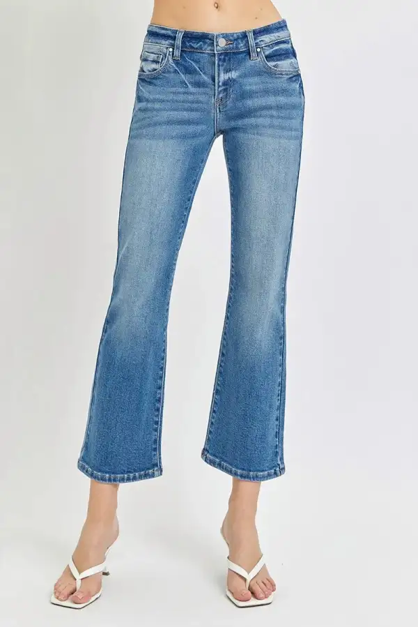 Full Size Low Rise Crop Flare Jeans Plus Size