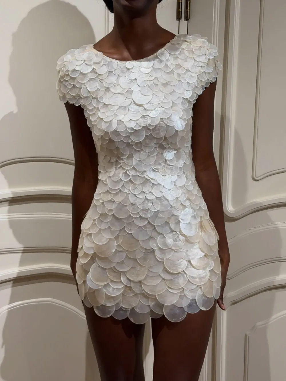 Lunaria Shell Disc Mini Dress in Ivory
